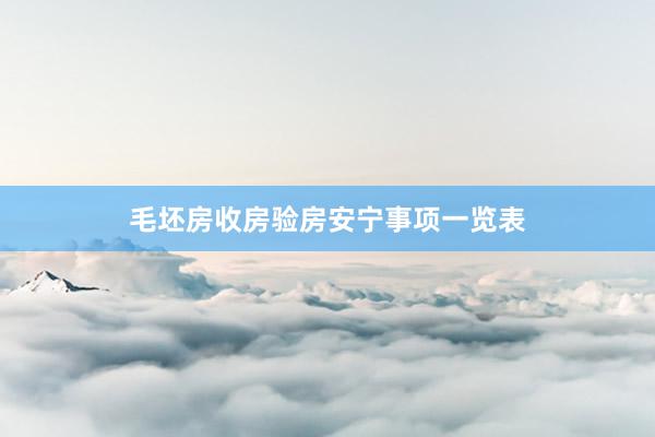 毛坯房收房验房安宁事项一览表
